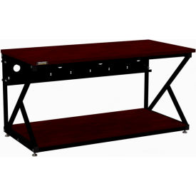 60" Performance 300 Series LAN Station with Full Bottom Shelf, African Mahogany