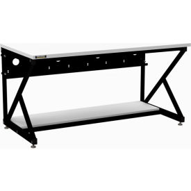 60" Performance 400 Series LAN Station w/ Half Bottom Shelf, Folkstone Melamine