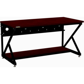 60" Performance 400 Series LAN Station with Half Bottom Shelf, African Mahogany
