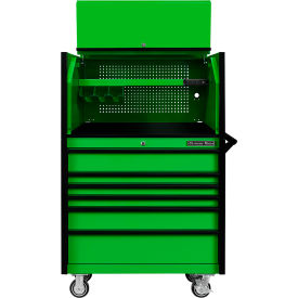 Power Workstation Hutch & Roller Cabinet, 41"W x 25"D, Green w/Black Handles & Trim
