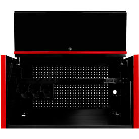 Power Workstation Hutch, 41"W x 25"D x 22-1/4"H, Black with Red Handle