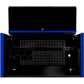 Power Workstation Hutch, 41"W x 25"D x 22-1/4"H, Black with Blue Handle