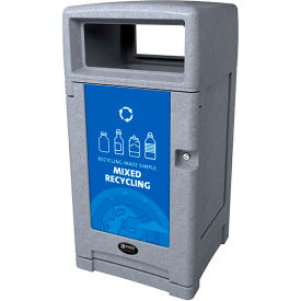 Expression Mixed Recycling Container, 45 Gallon Capacity, Greystone