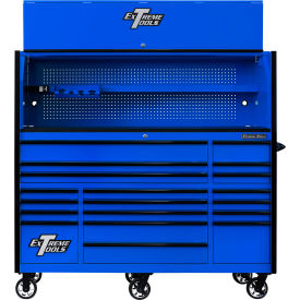 RX Pro Power Workstation Hutch & Roller Cabinet, 72"W x 30"D, Blue with Black Dr Pulls