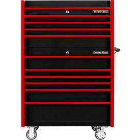 Extreme Tools Top Chest & Roller Cabinet Combo, 41"W x 25"D x 64"H, Black with Red Drawer Pulls