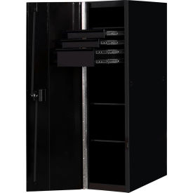RX Side Locker, 3 Drawers & 4 Shelves, 24"W x 30"D x 60-7/8"H, Matte Black with Black Handles