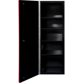 Side Locker, 5 Shelves, 19"W x 21"D x 56-1/2"H, Black with Red Handle
