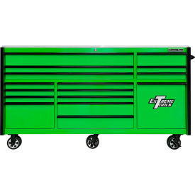 16 Drawers, 84"W x 30"D x 47-3/8"H, Green with Black Drawer Pulls