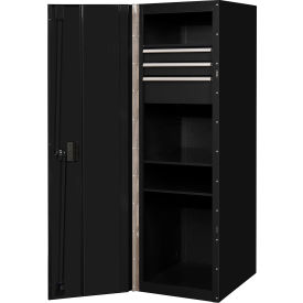 RX Side Locker, 3 Drawers & 4 Shelves, 19"W x 25"D x 60-7/8"H, Black w/Chrome Handles