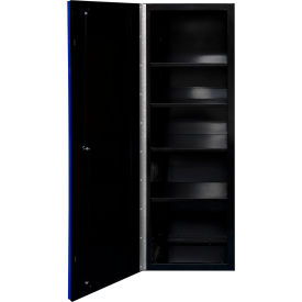 Side Locker, 5 Shelves, 19"W x 21"D x 56-1/2"H, Black with Blue Handle