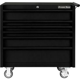 6 Drawers Roller Cabinet, 41"W x 25"D x 41-13/16"H, Matte Black with Black Drawer Pulls