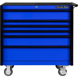6 Drawer Roller Cabinet, 41"W x 25"D x 41-13/16"H, Blue with Black Drawer Pulls