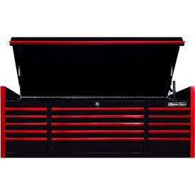 Pro Triple Bank Top Chest, 72"W x 30"D x 26-1/4"H, Black with Red Drawer Pulls