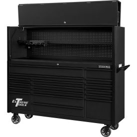 Power Workstation Hutch & Roller Cabinet, 72"W x 21"D, Matte Black with Black Drawer Pulls