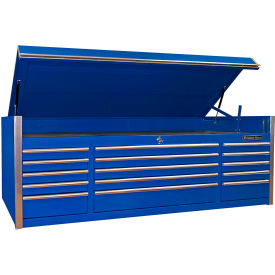 Pro Triple Bank Top Chest, 72"W x 30"D x 26-1/4"H, Blue with Chrome Drawer Pulls