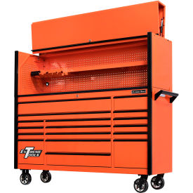 Power Workstation Hutch & Roller Cabinet, 72"W x 21"D, Orange w/ Black Drawer Pulls