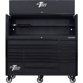 Power Workstation Hutch & Roller Cabinet, 72"W x 25"D, Matte Black with Black Drawer Pulls