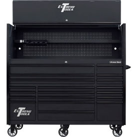 Power Workstation Hutch & Roller Cabinet, 72"W x 30"D, Matte Black with Black Drawer Pulls