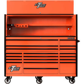 Power Workstation Hutch & Roller Cabinet, 72"W x 30"D, Orange w/ Black Dr Pulls