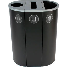 Spectrum Triple Slim Recycling Station For Cans & Bottles, 26 Gallon Capacity, Black