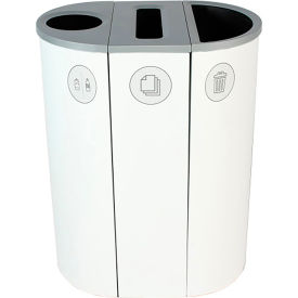 Spectrum Triple Slim Recycling Station For Cans & Bottles, 26 Gallon Capacity, White