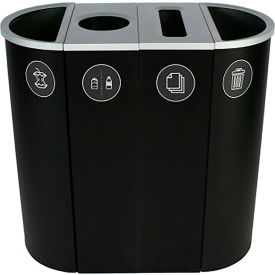 Spectrum Quad Slim Recycling Station For Organics & Paper, 36 Gallon Capacity, Black