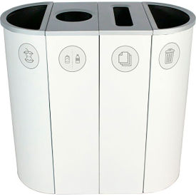 Spectrum Quad Slim Recycling Station For Organics & Paper, 36 Gallon Capacity, White