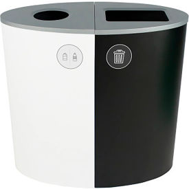 Spectrum Ellipse Double Recycling Station For Cans & Bottles, 44 Gal Cap, White/Black
