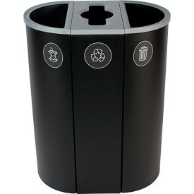 Spectrum Triple Slim Recycling Station For Organics, 26 Gallon Capacity, Black