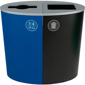 Spectrum Ellipse Double Recycling Station For Mixed Recyclables, 44 Gal Capacity, Blue/Black