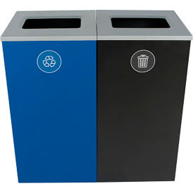Spectrum Cube Double Recycling Station For Recycle & Waste 48 Gallon Cap., Blue/Black
