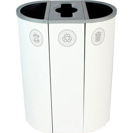 Spectrum Triple Slim Recycling Station For Organics, 26 Gallon Capacity, White
