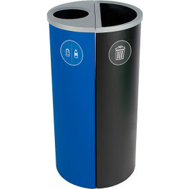Spectrum Ellipse Slim Double Recycling Station For Cans & Bottles, 16 Gal Cap,Blue/Blk
