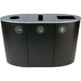 Spectrum Triple Recycling Station For Cans & Bottles, 68 Gallon Capacity, Black