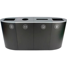 Spectrum Quad Recycling Station For Organics & Paper, 92 Gallon Capacity, Black