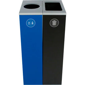 Spectrum Cube Slim Double Recycling Station For Cans & Bottles, 20 Gal Cap, Blue/Black