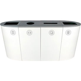 Spectrum Quad Recycling Station For Organics & Paper, 92 Gallon Capacity, White