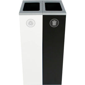 Spectrum Cube Slim Double Recycling Station For Waste, 20 Gallon Capacity, White/Black