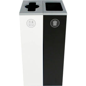 Spectrum Cube Slim Double Recycling Station For Recyclables, 20 Gal. Cap., White/Black