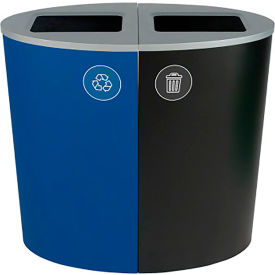 Spectrum Ellipse Double Recycling Station For Recycle & Waste, 44 Gal. Cap, Blue/Black