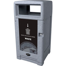 Expression Plastic Waste Container, 45 Gallon Capacity, Greystone