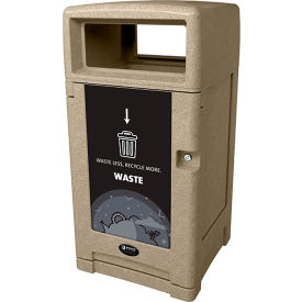 Expression Plastic Waste Container, 45 Gallon Capacity, Sandstone