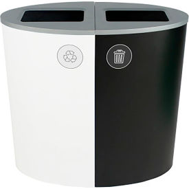 Spectrum Ellipse Double Recycling Station For Recycle & Waste, 44 Gal Cap, White/Black
