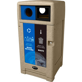 Expression Double Recycling Station For Mixed Recycling, 40 Gallon Capacity, Sandstone