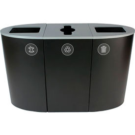Spectrum Triple Recycling Station For Organics, 68 Gallon Capacity, Black