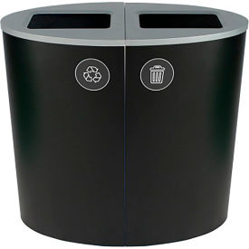 Spectrum Ellipse Double Recycling Station For Recycle & Waste 44 Gallon Cap., Black