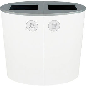 Spectrum Ellipse Double Recycling Station For Recycle & Waste 44 Gallon Capacity, White