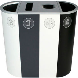 Spectrum Quad Slim Recycling Station For Organics, 36 Gallon Capacity, White/Gray/Black