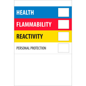 Regulated Labels, ''Health Flammability Reactivity'', 4"L x 6"W, Roll of 500
