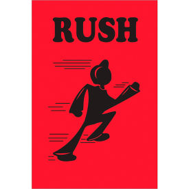 Labels with "Rush" Print, 6"L x 4"W, Red/Black, Roll of 500